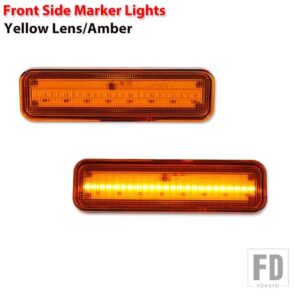 シボレー アンバー/レッド フル LED サイドマーカーライト 1982-1987 エルカミーノ GMC カバレロ用 OEM サイドマーカーランプと交換 - 2PC Yellow Amber