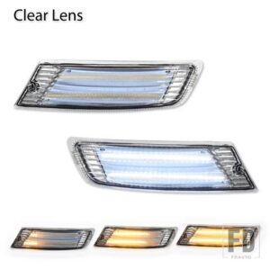 ジープ LED DRL リバティ デイタイムランニングライト フォグランプ フロントバンパー ヘッドライト ウィンカー カーアクセサリー 12V 2005-20 - Clear Lens