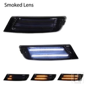 ジープ LED DRL リバティ デイタイムランニングライト フォグランプ フロントバンパー ヘッドライト ウィンカー カーアクセサリー 12V 2005-20 - Smoked Lens