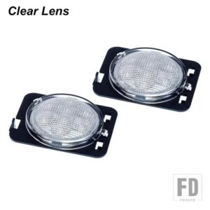 ジープ フロントフェンダーフレア サイドマーカーライトアセンブリ ラングラー JK アンバーウィンカーライト ホワイト LED ドライビング/DRL 0 - Clear Lens Amber