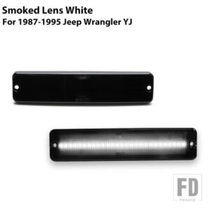 フル LED ストリップ フロントフェンダーフレア サイドマーカーライト ウィンカーライト 1987-1995 JEEP WRANGLER YJ用OEM CH2520111 と交換 - Smoked Lens White