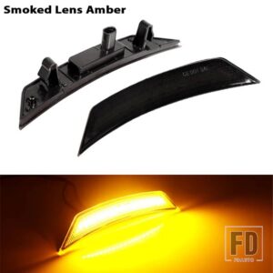 シボレー アンバーイエロー 12V フロントサイドマーカー LED ライト 2021-2022 トレイルブレイザー フロントバンパー ウィンカーランプ用 ホワ - Smoked lens Amber