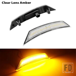 シボレー アンバーイエロー 12V フロントサイドマーカー LED ライト 2021-2022 トレイルブレイザー フロントバンパー ウィンカーランプ用 ホワ - Clear Lens Amber