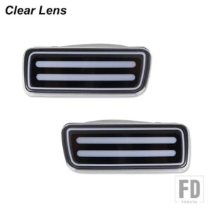 シボレー シーケンシャルフロントウィンカーライトアセンブリ カマロ用 ホワイト LED パーキング/ドライビング アンバー LED ブリンカー - Clear Lens
