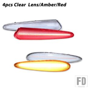 日産 アンバー/レッド フル LED フロント/リアバンパー サイドマーカーライト アセンブリ 2000-03 マキシマ ウィンカーライト/ドライビングライ - 4pcs Front Rear