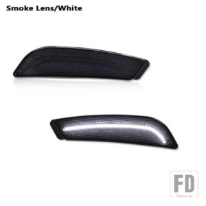 キャデラック 2PCS アンバーイエローフロントサイドマーカー LED ライト 2003-2007 CTS CTS V フロントバンパーウィンカーランプアセンブリ 12 - Smoked Lens White