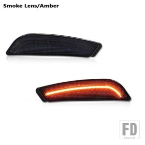キャデラック 2PCS アンバーイエローフロントサイドマーカー LED ライト 2003-2007 CTS CTS V フロントバンパーウィンカーランプアセンブリ 12 - Smoked lens Amber