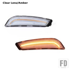 キャデラック 2PCS アンバーイエローフロントサイドマーカー LED ライト 2003-2007 CTS CTS V フロントバンパーウィンカーランプアセンブリ 12 - Clear Lens Amber