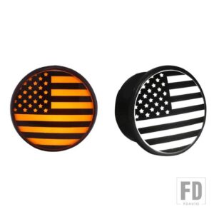 ジープ ラングラー JK フロント ウィンカー アンバー ウィンカー ライト ホワイト DRL フロントグリル 米国旗インジケーター パーキングライト - National flag Logo