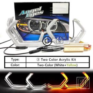メルセデスベンツ ジャガー LEDクリスタルエンジェルアイズM4スタイルDRLハローリングC219 W219 CLS 300 350 500 550XJ XF XEヘッドライトアイ - W Y Crystal Kit