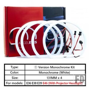 BMW 4X デュアルカラー ホワイト イエロー LED ハローリング コットンライト E36 E38 E39 E46 2D クーペ LED SMD - White Model 1