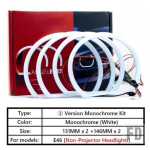 BMW 4X デュアルカラー ホワイト イエロー LED ハローリング コットンライト E36 E38 E39 E46 2D クーペ LED SMD - White Model 2