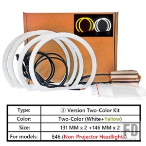 BMW 4X デュアルカラー ホワイト イエロー LED ハローリング コットンライト E36 E38 E39 E46 2D クーペ LED SMD - Two-Color Model 2