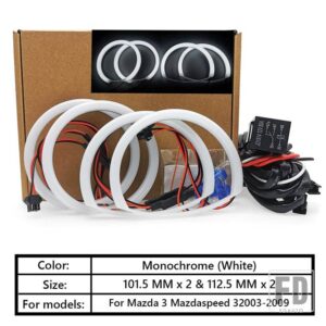 マツダ 3 6 MAZDA3 BK 2003-2009 6 MPS 2002-2008 用 4個 超高輝度コットンエンジェルアイキット ハローリング DRL - Mazda 3 Kit
