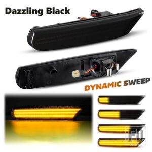 ポルシェ ボクスター 986 911 996 カレラ GT2 GT3用 ダイナミック アンバー LED カー サイドマーカー ウィンカー シーケンシャル ウィンカー ラ - Dazzling Black