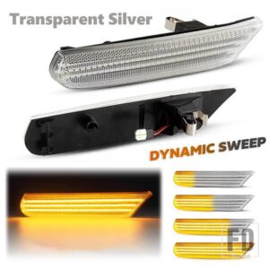 ポルシェ ボクスター 986 911 996 カレラ GT2 GT3用 ダイナミック アンバー LED カー サイドマーカー ウィンカー シーケンシャル ウィンカー ラ - Transparent Silver