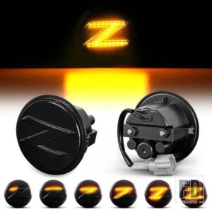 日産 370Z クーペ ニスモ Z34 2009-2020 CANバス用 LED ダイナミック アンバー サイドマーカーライト ウィンカー シーケンシャル ウィンカーラ - Dynamic Smoke