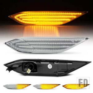 ポルシェ カイエン 958 92A 2011-2014用 ダイナミックLEDサイドマーカーライト 矢印ウィンカー ブリンカーインジケーターランプ 2個 # 9586310 - Transparent Silver