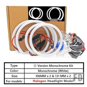 BMW E90 E91 E92 E93 M3 E81 E82 E87 E88用 LEDコットンエンジェルアイキット デイタイムランニングライト 4個入り ハローリングキット - White Model 2
