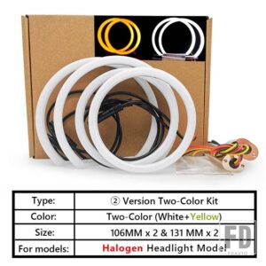BMW E90 E91 E92 E93 M3 E81 E82 E87 E88用 LEDコットンエンジェルアイキット デイタイムランニングライト 4個入り ハローリングキット - Two-Color Model 2