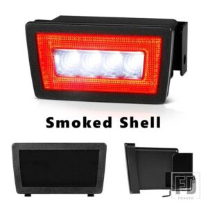 スバル F1スタイル LEDダークスモークブレーキテールライトランプ 2011-2021 インプレッサ WRX STI XV LEDリアフォグ テール/ブレーキ 12V レッ - Black Shell