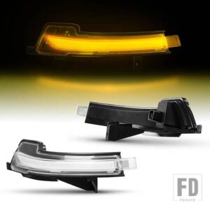フォード 2個 LED ダイナミックサイドミラーウィンカーライト サイドウィング バックミラーインジケーターウィンカー マスタング 2015-2021 CA - Crystal white