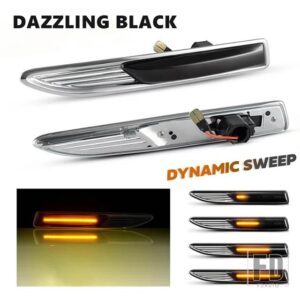フォード 2個 LED ダイナミック サイドマーカー ウィンカーライト シーケンシャル ブリンカー ランプ モンデオ 4 MK4 BA7 03.2007-01.2015 # 7 - Dazzling Black