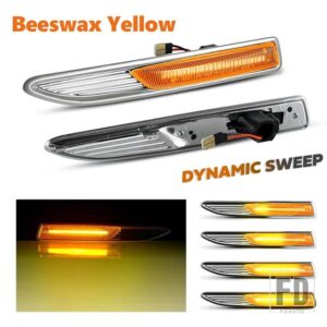 フォード 2個 LED ダイナミック サイドマーカー ウィンカーライト シーケンシャル ブリンカー ランプ モンデオ 4 MK4 BA7 03.2007-01.2015 # 7 - Beeswax Yellow