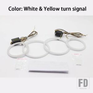VW ゴルフ4 ゴルフ4 MK4 R32 VR6 1998-2004用 のSMDコットンライトスイッチバックLEDエンジェルアイリングDRLキット - White and Yellow