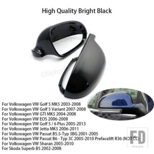VW カーボンパターンミラーカバー ゴルフ 6 ゴルフ 5 ゴルフ 7 CC ポロシロッコ EOS ボラジェッタビートルパサートサジタル - Black -4