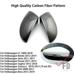 VW カーボンパターンミラーカバー ゴルフ 6 ゴルフ 5 ゴルフ 7 CC ポロシロッコ EOS ボラジェッタビートルパサートサジタル - Carbon Fiber Look -1