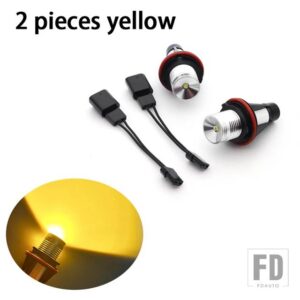 BMW E87 E39 M5 E60 E61 E63 E64 M6 E65 E66 E83 X3 E53 X5 2000-2008用 カラフルで明20W LEDエンジェルアイマーカーライトバルブランプ - 2pcs Yellow Color
