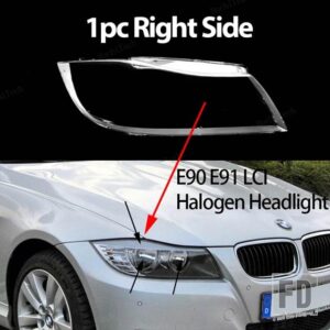 BMW ヘッドライトレンズカバークリアヘッドライトランプシェルレンズライト 3シリーズE90 E91 LCIフェイスリフト2008-2011用 - 1pc Right Halogen