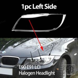 BMW ヘッドライトレンズカバークリアヘッドライトランプシェルレンズライト 3シリーズE90 E91 LCIフェイスリフト2008-2011用 - 1pc Left Halogen