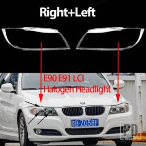 BMW ヘッドライトレンズカバークリアヘッドライトランプシェルレンズライト 3シリーズE90 E91 LCIフェイスリフト2008-2011用 - Right Left Halogen