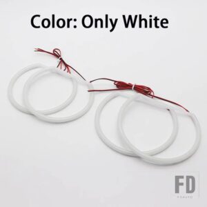 BMW 131mm+146mm SMDコットンLEDエンジェルアイリングキット 3シリーズ E46 セダン 2001-2005 ハロゲンヘッドライト用 プロジェクターなし - WHITE