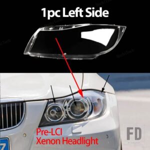 BMW 3シリーズ E90 E91 PRE-LCI PRE-FACELIFT用 自動車用 クリアハウジング フロントヘッドライトレンズシェルカバーガラスランプカバーランプ - 1pc Left Xenon
