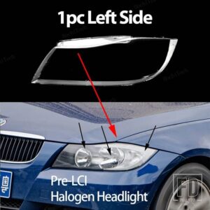BMW 3シリーズ E90 E91 PRE-LCI PRE-FACELIFT用 自動車用 クリアハウジング フロントヘッドライトレンズシェルカバーガラスランプカバーランプ - 1pc Left Halogen