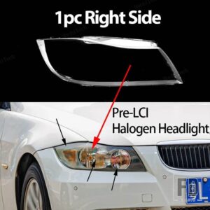 BMW 3シリーズ E90 E91 PRE-LCI PRE-FACELIFT用 自動車用 クリアハウジング フロントヘッドライトレンズシェルカバーガラスランプカバーランプ - 1pc Right Halogen