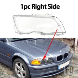 BMW E46 4ドア 3シリーズ 1998-2001 63136902766 63126902754用 カーハウジング フロントヘッドライトレンズシェルカバーガラスランプカバー - 1pc Right Side