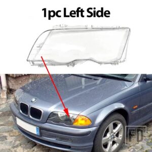 BMW E46 4ドア 3シリーズ 1998-2001 63136902766 63126902754用 カーハウジング フロントヘッドライトレンズシェルカバーガラスランプカバー - 1pc Left Side