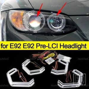 BMW E92 E93 クーペ コンバーチブル カブリオ M3 2006-2013 ダイナミック M4 スタイル RGB ライトリング アプリ制御 DRL LED エンジェルアイキ - pre-lci Headlight