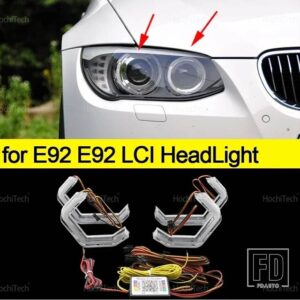 BMW E92 E93 クーペ コンバーチブル カブリオ M3 2006-2013 ダイナミック M4 スタイル RGB ライトリング アプリ制御 DRL LED エンジェルアイキ - for LCI Headlight