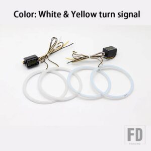 4ダブル SMDコットンライトスイッチバックLEDエンジェルアイズリングDRLキット ヤマハR1 YZF-R1 2004-2008アクセサリー用 - White and Yellow