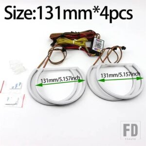 BMW シーケンシャル回転式RGBWマルチカラー電話リモートコントロールリングDRL LEDエンジェルアイキット 3 5/7シリーズ E46 E39 E38用 - 131mmx4pcs