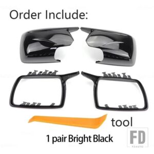 BMW X3 X 3 E83 2003-2010用 カーボン製 ブライトブラック バックミラーキャップ サイドミラーカバー ツール付き - 1 pair black
