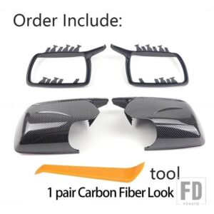 BMW X3 X 3 E83 2003-2010用 カーボン製 ブライトブラック バックミラーキャップ サイドミラーカバー ツール付き - 1 pair Carbon look