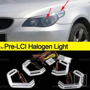 BMW 5シリーズ E60 E61 2001-2007用 RGBマルチカラー M4スタイルライトリング APPコントロール ウィンカー点滅 DRL LEDエンジェルアイキット - for pre-lci halogen