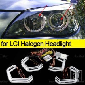 BMW 5シリーズ E60 E61 2001-2007用 RGBマルチカラー M4スタイルライトリング APPコントロール ウィンカー点滅 DRL LEDエンジェルアイキット - for LCI halogen