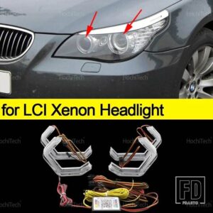 BMW 5シリーズ E60 E61 2001-2007用 RGBマルチカラー M4スタイルライトリング APPコントロール ウィンカー点滅 DRL LEDエンジェルアイキット - for LCI xenon